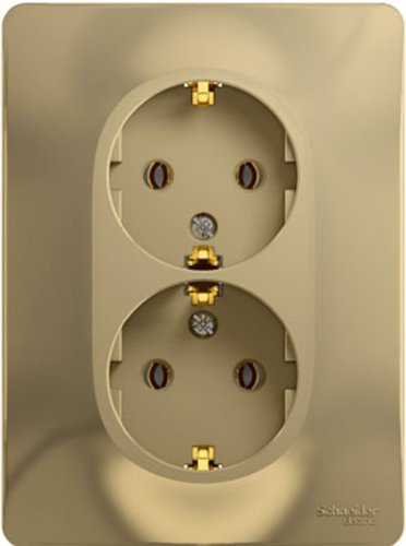 Розетка с заземлением Systeme Electric Glossa 1-м. 2 мод. титан картинка